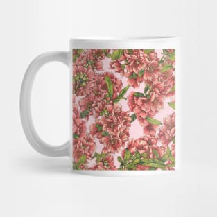 Watercolor quince branch on pink Mug